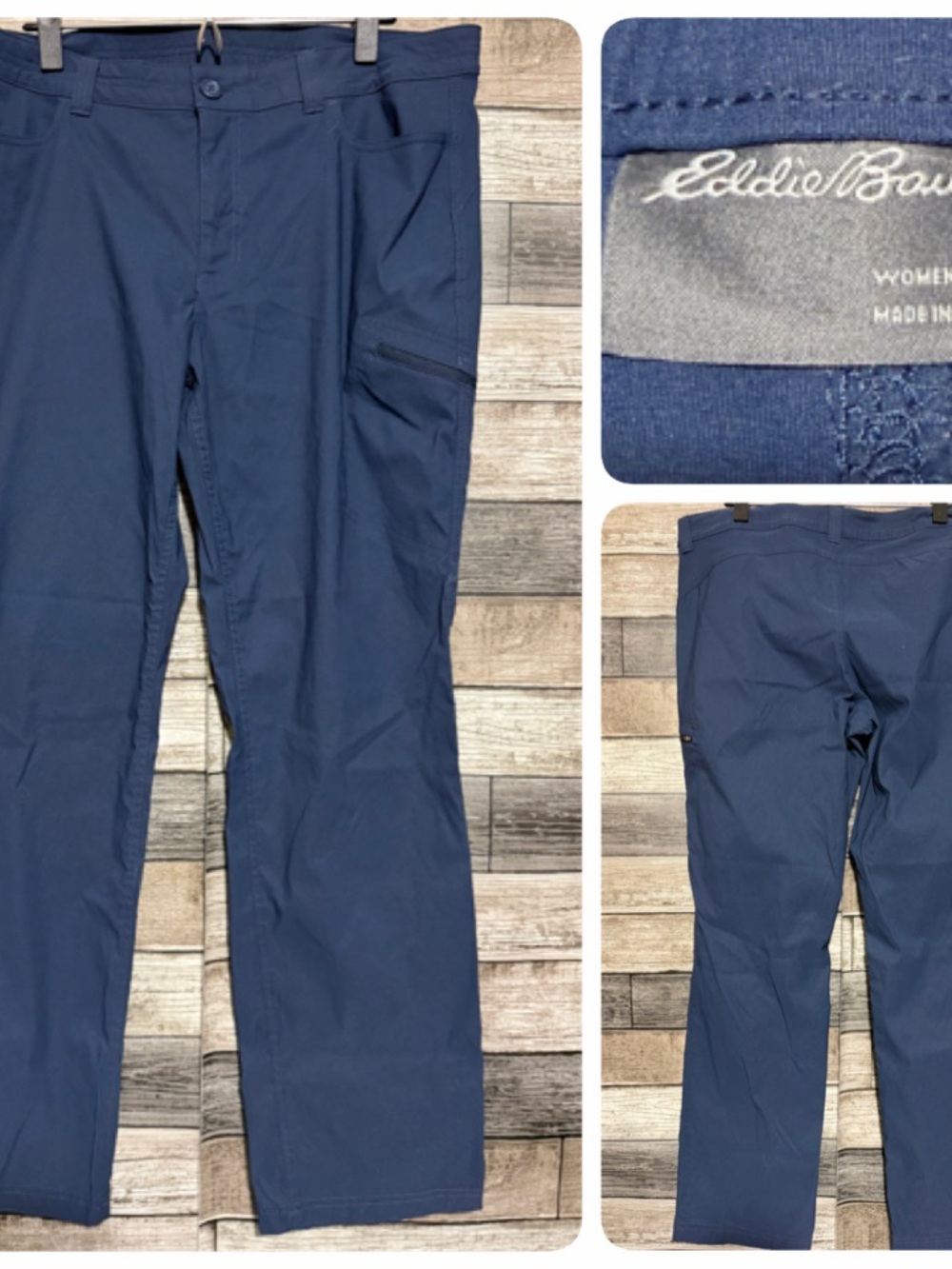 Eddie Bauer Straight Leg Hiking Pants Women’s 16 Blue Cargo Pocket (Inseam 31)